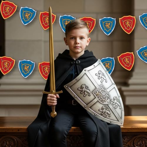 Medieval Knight Shield Banner Set for Fantasy Party and Renaissance Fair Decorations