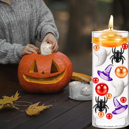 Halloween Vase Fillers Set - Ghost Spider Hat & Bead Decorations - Ghost Spider Hat Variation
