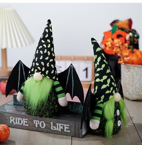 Green Halloween Bat Gnome Plush Decor for Tier Tray, Home & Holiday