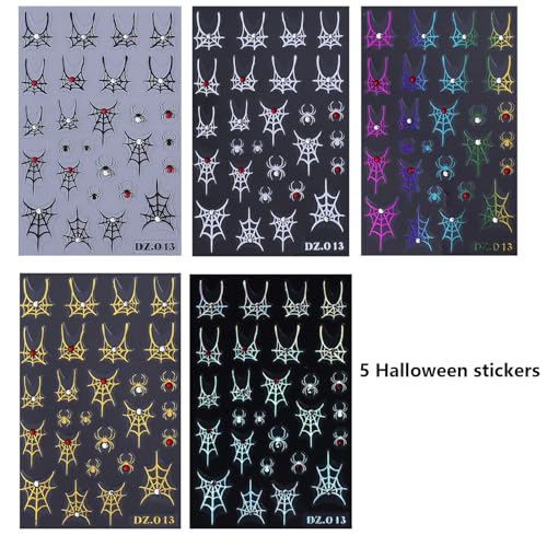 Halloween Nail Art Stickers - Rhinestones Spider Web Variation of Rhinestones Spider Web