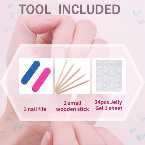 MAGLFELL 10 Pcs Medium Length Handamde Almond Press On Nails Reusable ABS Acrylic False Nails Set for Women (Size S)
