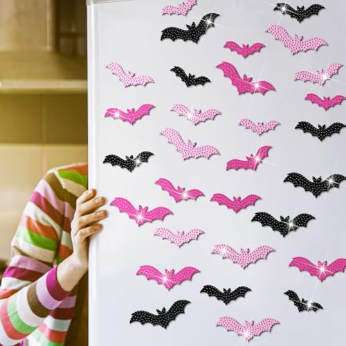 Halloween Bat Magnet Art Kit - Pink and Black Diamond Decor, Variation: Bat