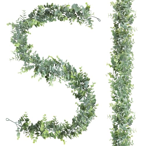 2-Pack Faux Eucalyptus Garland - 11.8FT Artificial Vines for Home & Wedding Decor (Green, 2 Pcs)
