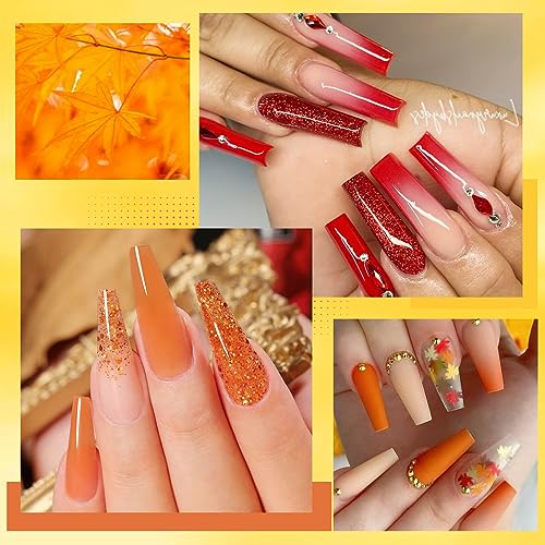 UR SUGAR Fall Winter Gel Extension Nail Set - 6 Colors with Autumn Maple Leaf Variation