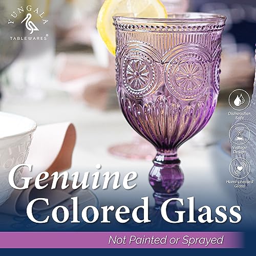Purple Wine Glasses Set of 6 Vintage Hobnail Goblets 10 oz - Handcrafted