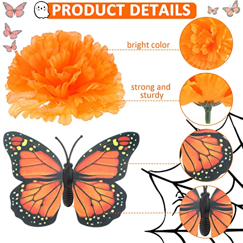 Dia de Los Muertos Decorations Set - 160 Piece Festive Ornaments with Butterflies & Marigolds