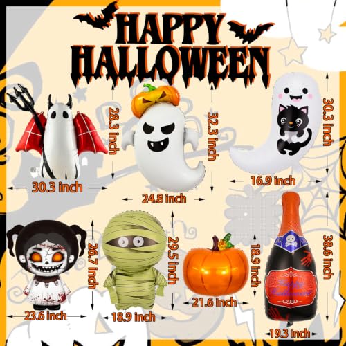 Halloween Balloons Set - 7pcs Cute Demon Mummy Ghost Pumpkin with Variation Balloon-8