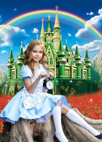6x8FT Rainbow Floral Castle Backdrop for Baby Shower Birthday Party Photography