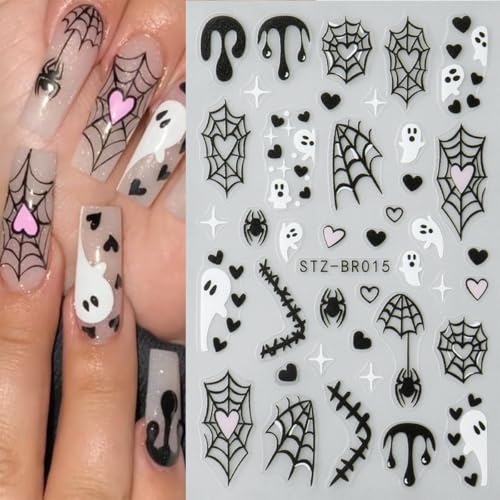 Halloween Nail Stickers Spider Variation - Self-Adhesive Nail Art Decals for DIY Manicure