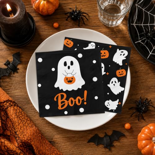 80PCS Halloween Paper Napkins Ghost Pumpkin Bat Party Supplies