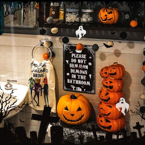 Gothic Bathroom Decor Sign - Do Not Summon Demons Halloween Wall Art