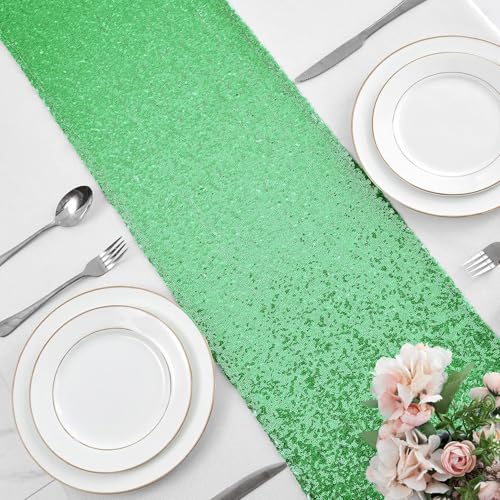 Grass Green Sequin Table Runner - 12x108 Inch Party & Wedding Decor - 6 Pack
