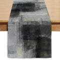 Watercolor Table Runner 13x60 Inches Black Grey Floral Design - Durable Polyester Linen Blend