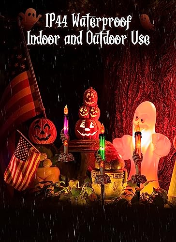 6 Pack Halloween Pathway Lights Lighted Candle Stakes Outdoor Yard Decor - Battery Operated