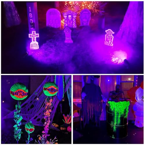 Outdoor Black LED Spotlights 15W Waterproof Blacklights for Halloween & Parties - 6 Pack