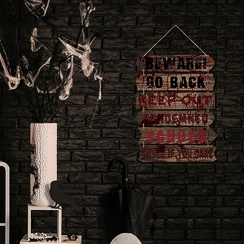 Halloween Wooden Door Sign Set - Bloody Scary Hanging Decor for Halloween