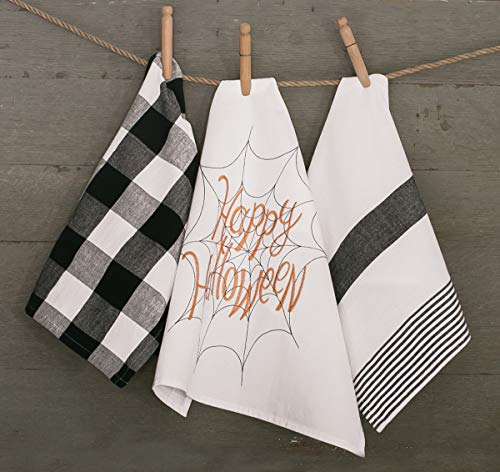 Happy Halloween Embroidered Flour Sack Cotton Dishtowel - Kitchen Decor