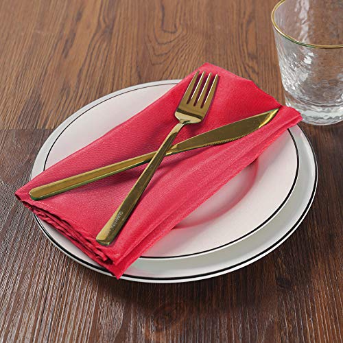 Red Cloth Napkins 17x17 Inch Washable Polyester Dinner Napkins - 100PCS, Elegant Tableware for Wedding & Events