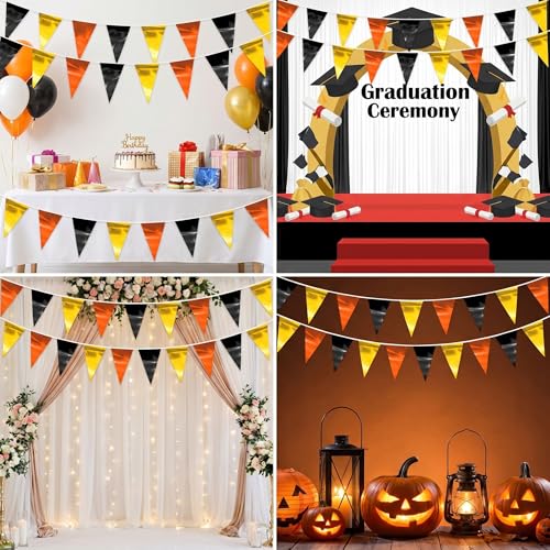 Black Gold Orange Glitter Triangle Pennant Banner 130ft for Party Decorations - Variation of THIS listing