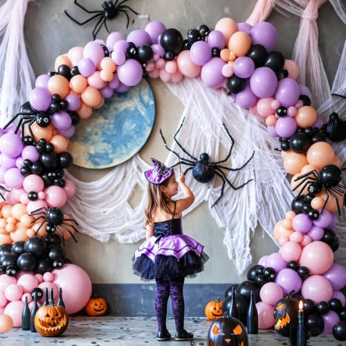 Halloween Balloon Arch Kit - Pink, Black, Purple, Peach Party Decorations