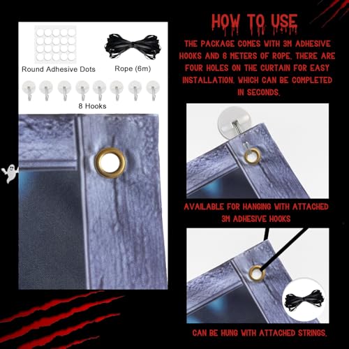 Ghost Halloween Curtain Set - Creepy Window & Door Cover, 2 Pack, 32x47 Inches - Ghost Variation