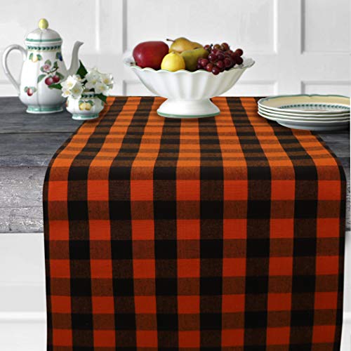Urban Villa Halloween Checks Cotton Table Runner 14x72 - Heavier Quality
