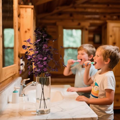 Purple Artificial Eucalyptus Stems - 4 Pack, Faux Floral for Fall & Holiday Decor
