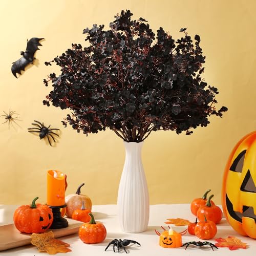 Black Artificial Baby's Breath Flowers - Halloween Faux Floral Decor, 30 Pcs