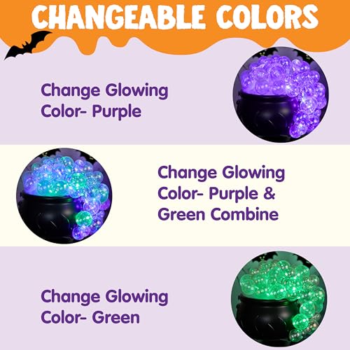 DIY Halloween Cauldron Decoration Kit with LED Lights and Bubbling Effect