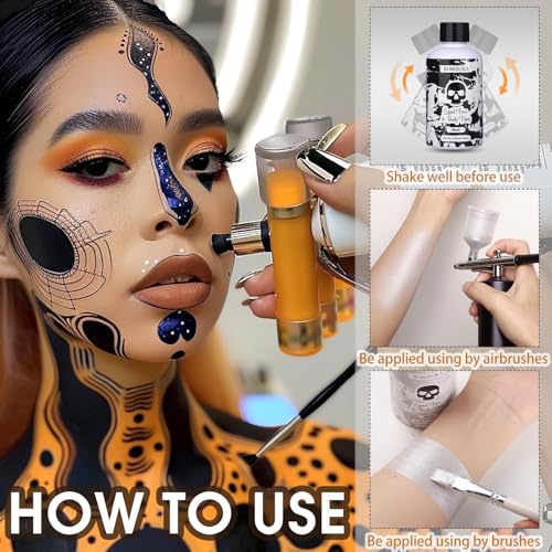 Black Face & Body Paint Liquid Makeup for Halloween & Cosplay - 130ml