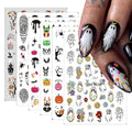 Halloween Nail Art Stickers Set - Ghost Pumpkin Spider Web Flowers - Style 7
