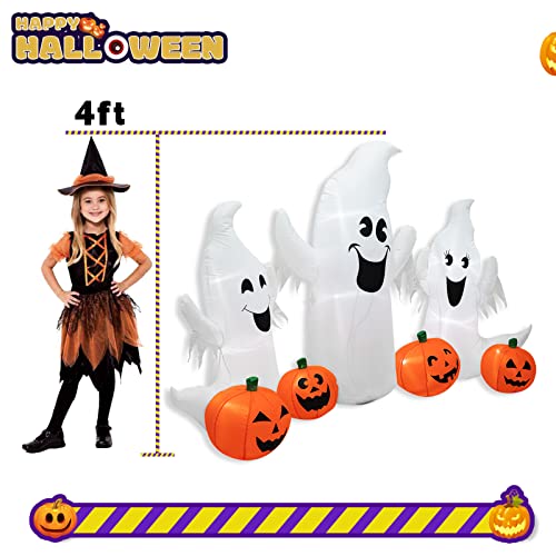7FT Halloween Inflatable Ghosts & Pumpkins Set with LED Lights for Yard & Garden Decor