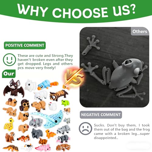 Mini 3D Printed Animal Statues Set - Movable Joints, Realistic Collectible Figurines, Animal-2 Variation