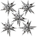 Black Silver Cow Print Explosion Star Balloons 5 Pack - 32 Inch DIY Foil Party Decorations