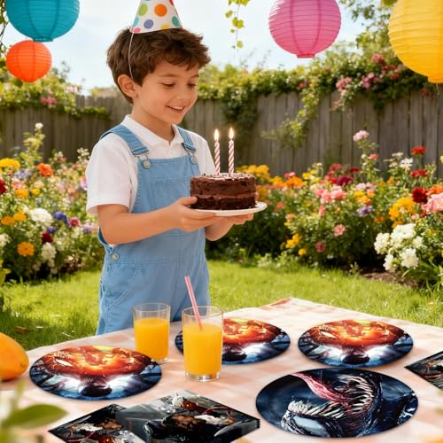 Venom Party Supplies 41 Pack Black - Plates, Napkins, Tablecloth for Birthday