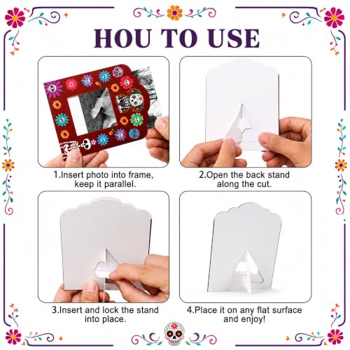 36 Pcs Day of the Dead Photo Frame Set - Mini Sugar Skull & Marigold Designs