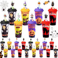24 Halloween Party Favors Cups with Lids & Straws Bulk - Kids' Festive Drinkware - Variation of THIS listing 24