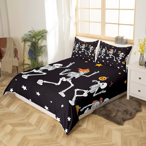 Halloween Skull Duvet Cover Set for Kids & Teens - Twin Size, Multi 111 Variation