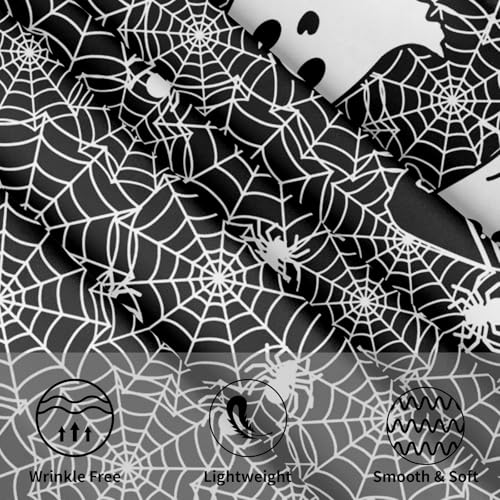 Halloween Round Tablecloth 60 Inch Ghost Spider Web Design - Reusable & Washable