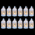 White Mini Moroccan Lanterns 12-Pack with Flickering LED Candles - Shatterproof Table & Hanging Decor for Ramadan Weddings Events
