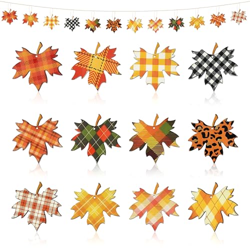 24 Pcs Maple Leaf Hanging Ornaments Fall Harvest Decorations for Thanksgiving