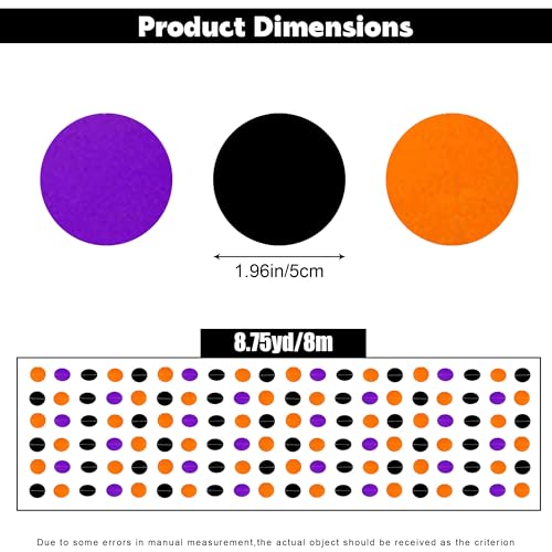 26Ft Halloween Party Decorations Garland Streamers - Black, Orange, Purple Circular Dots