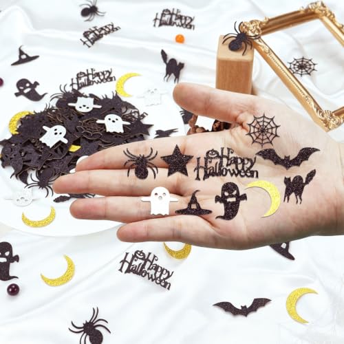Halloween Confetti for Tables - Spooky Happy Halloween Decorations - Black 2