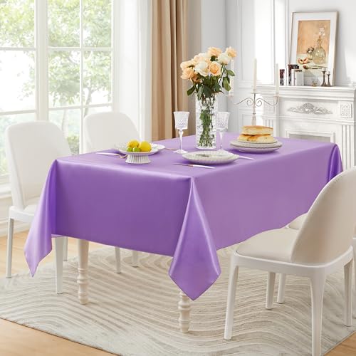 Light Purple Satin Table Cover - 60 x 120 Inches, Pack of 6 - Rectangular