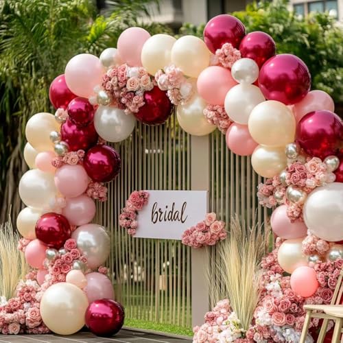 Burgundy Double Stuffed Balloon Garland Kit - Wedding & Party Decorations