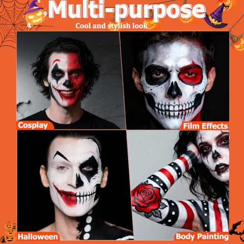 White, Black & Red Face & Body Paint Kit for Halloween & Special Effects