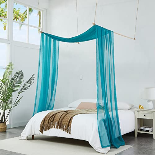 Teal Sheer Window Scarf Valance 55 x 360 for Elegant Home Decor - Grey Teal Variation