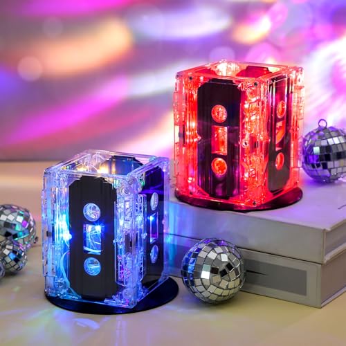 80s Party Decorations Cassette Tape Centerpieces Set with LED Lights