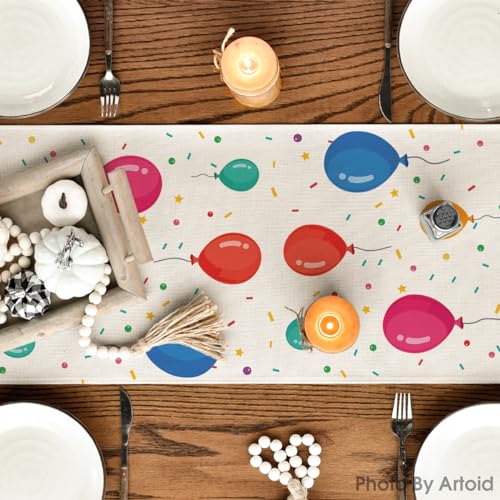 Birthday Candle & Seasonal Table Runner Set - Happy Birthday Home Decor 13x72 Inch