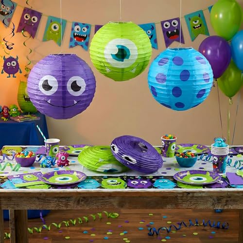 12 Pcs Monster Paper Lanterns Party Decorations - Reusable Festive Lighting